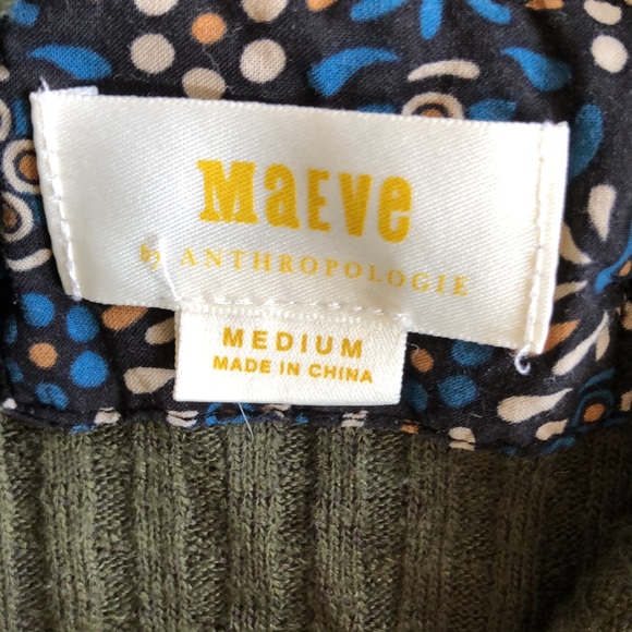 Maeve by Anthropologie Green Winterscape Long Sleeve Cowl Neck Peplum Top M - Picture 6 of 9